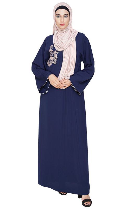 Resham Ornate Blue Dubai Style Abaya