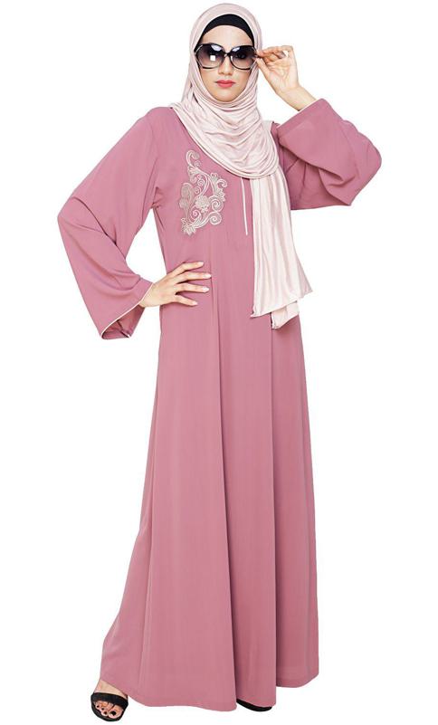Resham Ornate Onion Pink Dubai Style Abaya