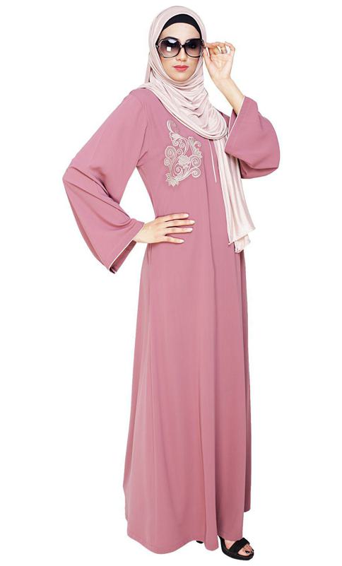 Resham Ornate Onion Pink Dubai Style Abaya (Made-To-Order)