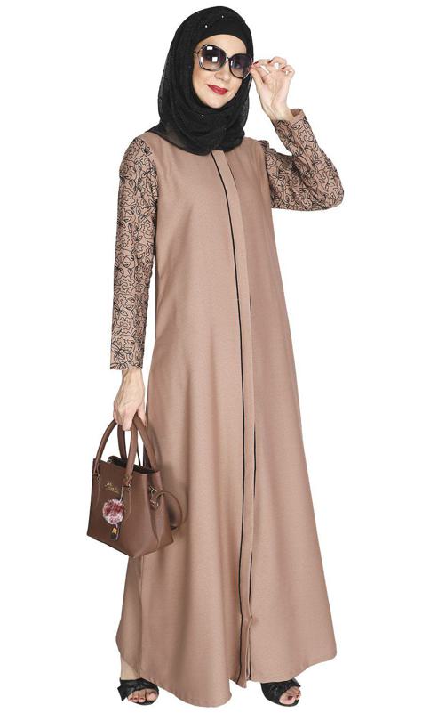 Role Down Beige Abaya (Made-To-Order)