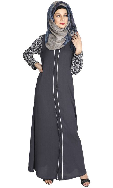 Role Down Grey Abaya (Made-To-Order)