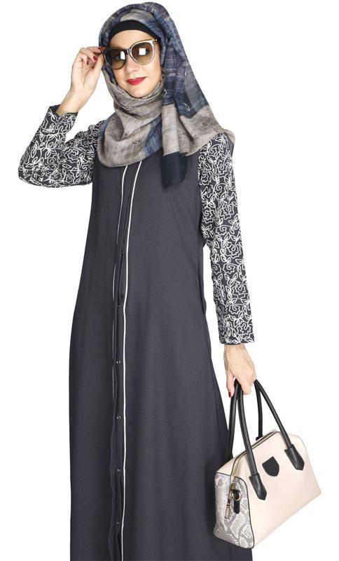 Role Down Grey Abaya (Made-To-Order)