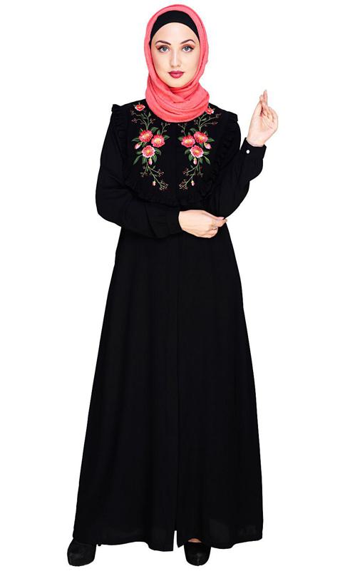 Ruffled Affair Black Abaya