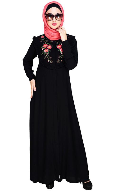 Ruffled Affair Black Abaya