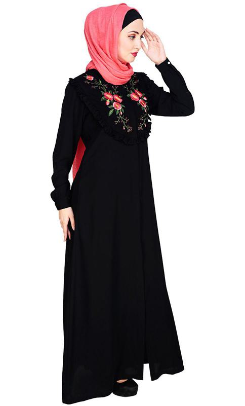 Ruffled Affair Black Abaya