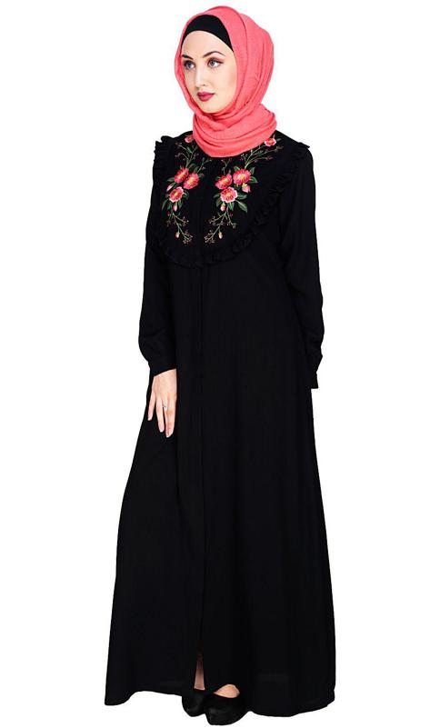 Ruffled Affair Black Abaya