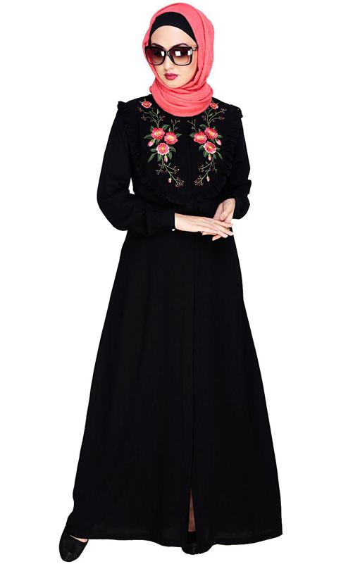 Ruffled Affair Black Abaya