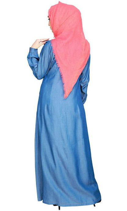 Ruffled Affair Blue Abaya (Made-To-Order)