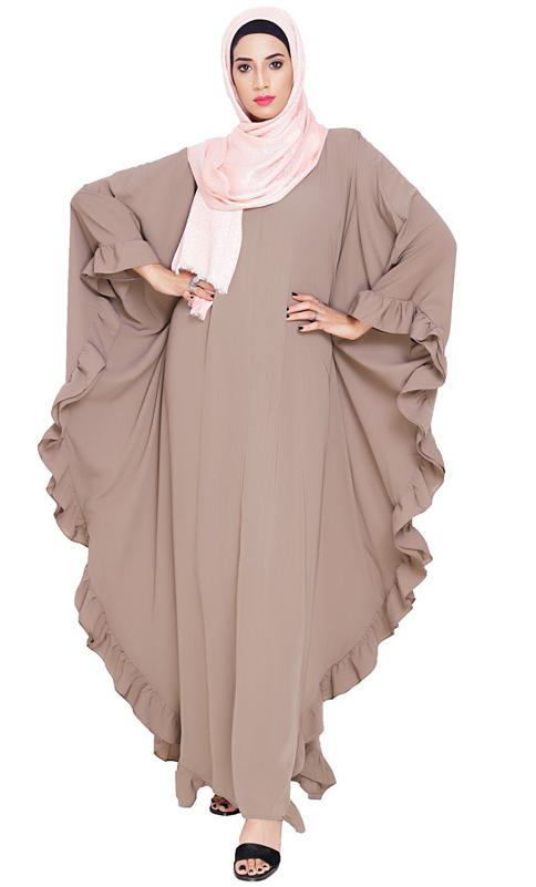 Ruffled Ash Brown Kaftan