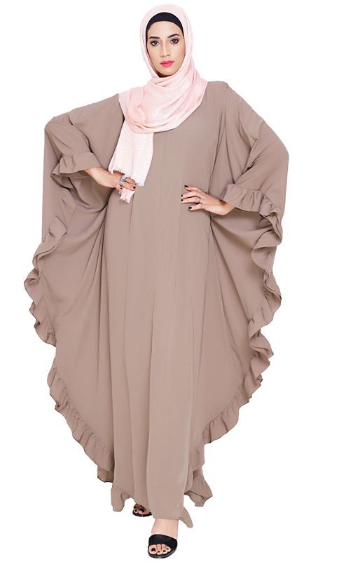 Ruffled Ash Brown Kaftan