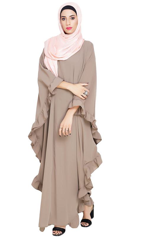 Ruffled Ash Brown Kaftan