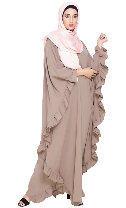 Ruffled Ash Brown Kaftan