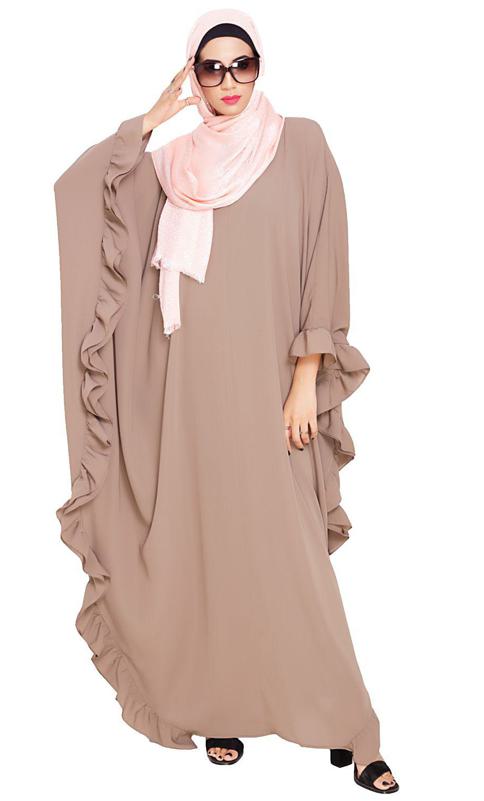 Ruffled Ash Brown Kaftan