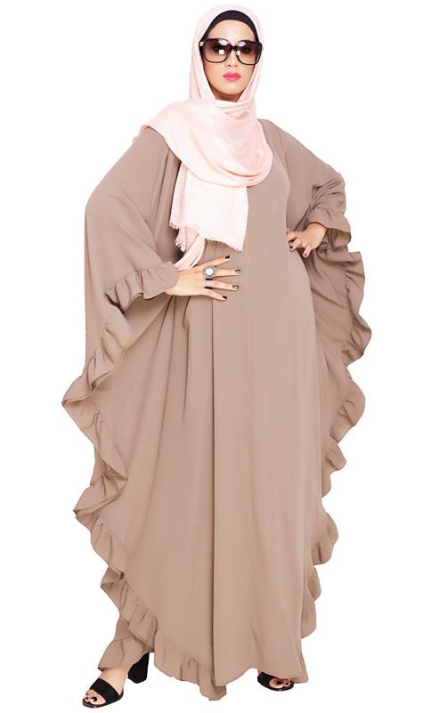 Ruffled Ash Brown Kaftan