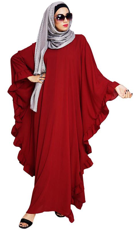 Ruffled Wine Kaftan