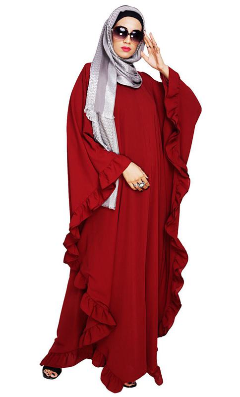 Ruffled Wine Kaftan