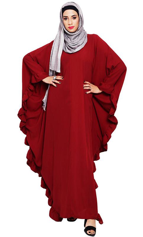 Ruffled Wine Kaftan