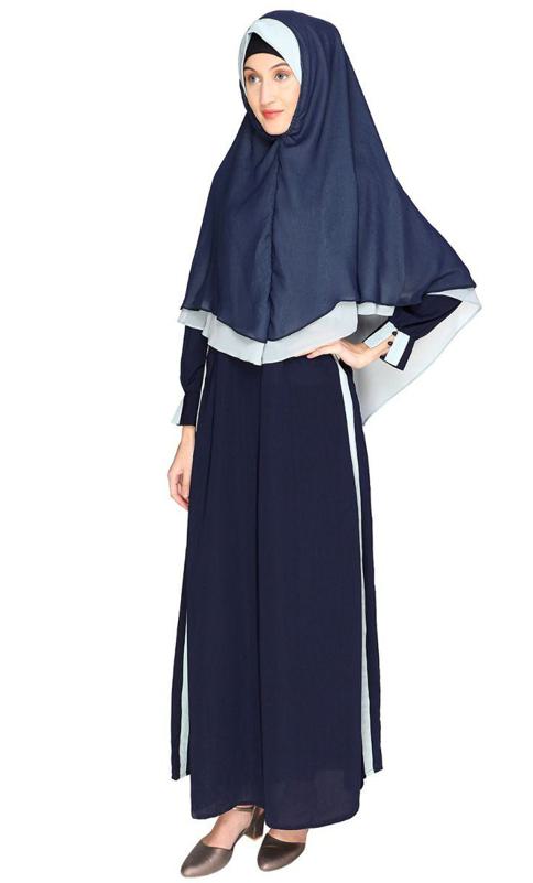 Sage Green Abaya With Hijab Set
