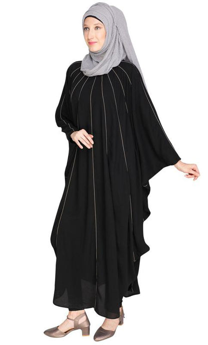 Sassy Panelled Black Kaftan (Made-To-Order)