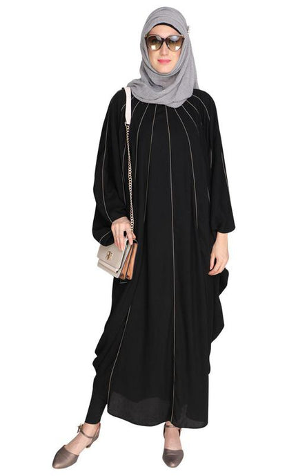Sassy Panelled Black Kaftan (Made-To-Order)