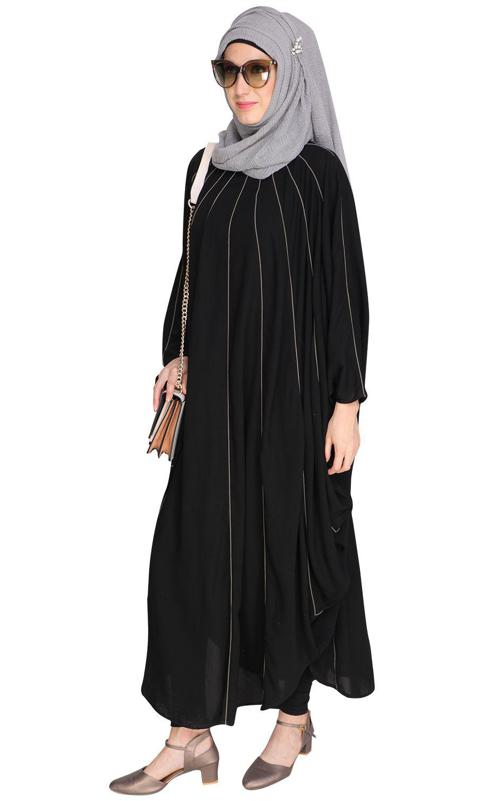 Sassy Panelled Black Kaftan