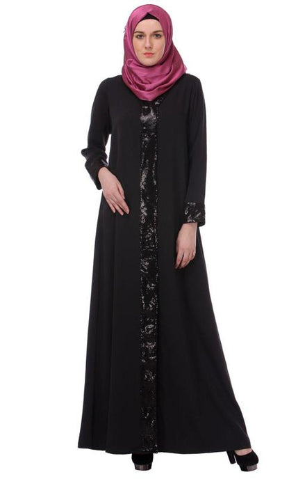 Sequined Charcoal Black Abaya (Made-To-Order)