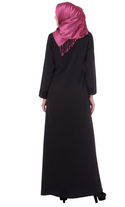 Sequined Charcoal Black Abaya (Made-To-Order)