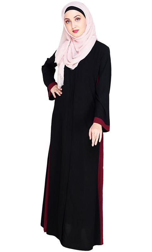 Side Panelled Black Abaya