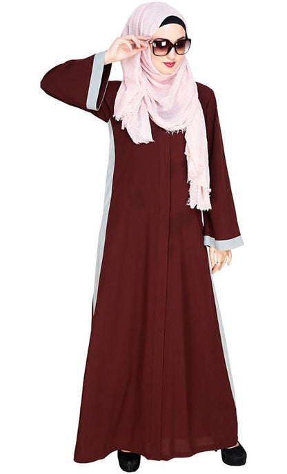 Side Panelled Brown Abaya (Made-To-Order)