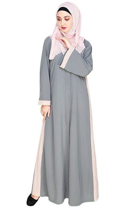 Side Panelled Grey Abaya (Made-To-Order)