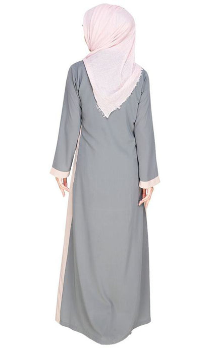 Side Panelled Grey Abaya (Made-To-Order)