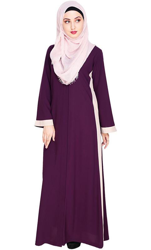 Side Panelled Purple Abaya (Made-To-Order)