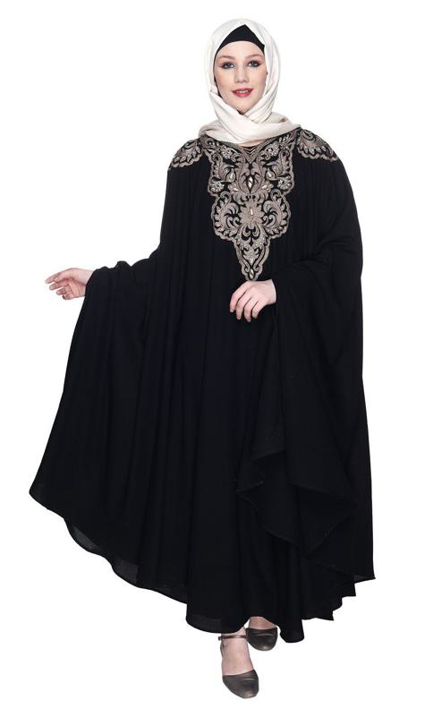 Single Layered Black Luxury Irani Kaftan (Made-To-Order)
