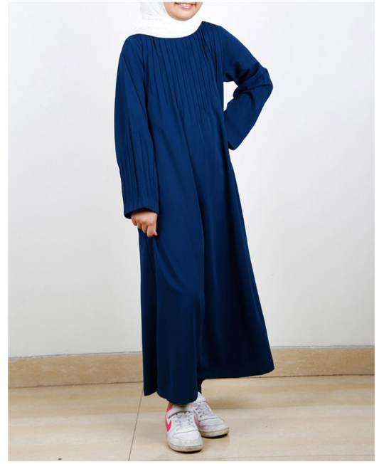 Sleek And Simple Blue Kids Abaya (Made-To-Order)