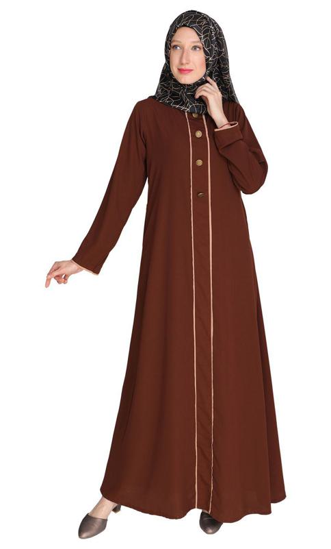 Sleek Dark Brown Abaya (Made-To-Order)