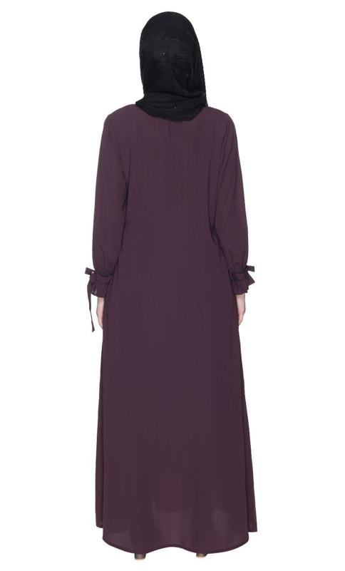 Sleek Looking Purple And Light Pink Slit Style Abaya (Made-To-Order)