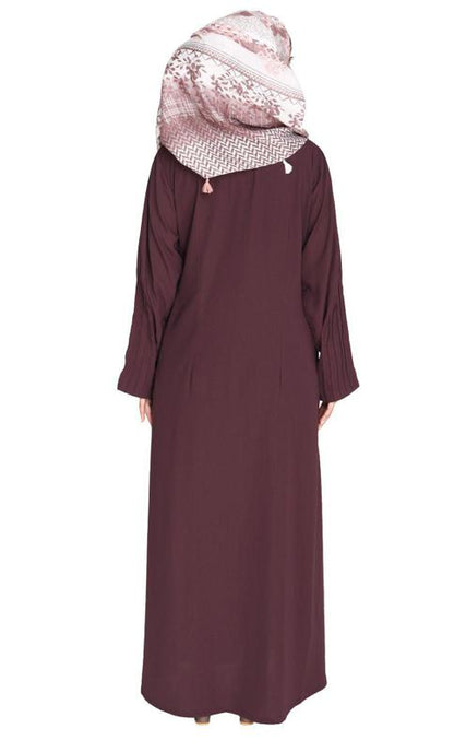 Sleek and Simple Imperial Purple Abaya with Pintuck Detailing (Made-To-Order)