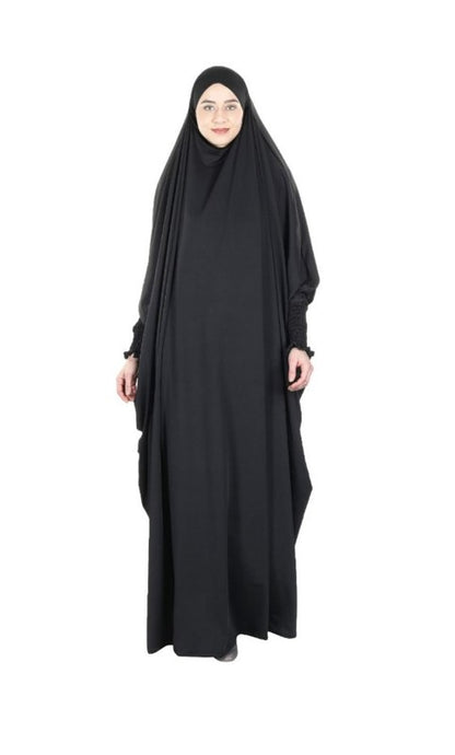 Smooth Black Jersey Full Body Jilbab Prayer Set