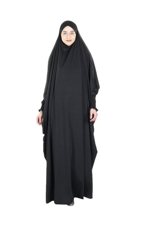 Smooth Black Jersey Full Body Jilbab Prayer Set