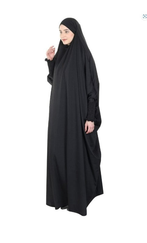 Smooth Black Jersey Full Body Jilbab Prayer Set