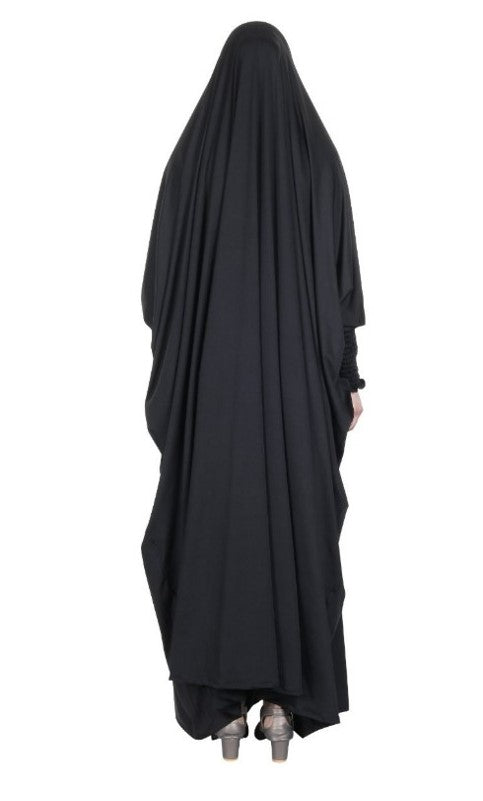 Smooth Black Jersey Full Body Jilbab Prayer Set