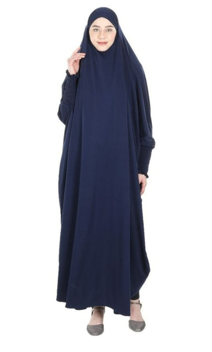 Smooth Navy Blue Jersey Full Body Jilbab Prayer Set