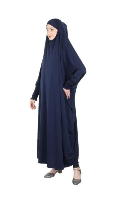 Smooth Navy Blue Jersey Full Body Jilbab Prayer Set