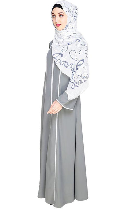 Snazzy Lace Grey Abaya (Made-To-Order)