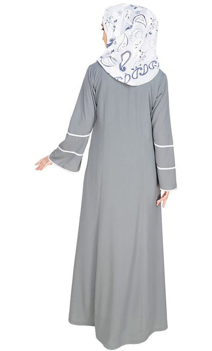 Snazzy Lace Grey Abaya (Made-To-Order)