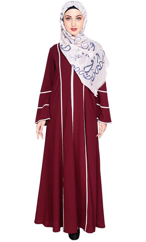 Snazzy Lace Wine Abaya (Made-To-Order)