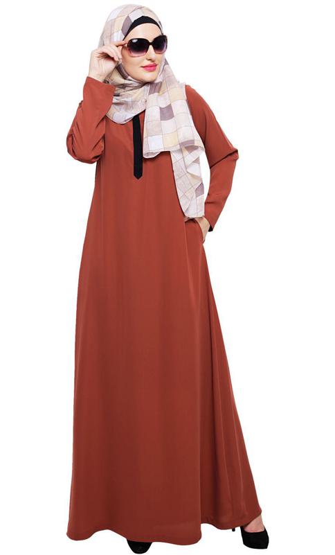 Sober Brick Red Abaya