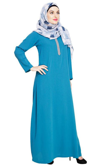 Sober Teal Blue Abaya (Made-To-Order)