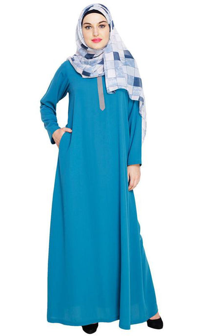 Sober Teal Blue Abaya (Made-To-Order)