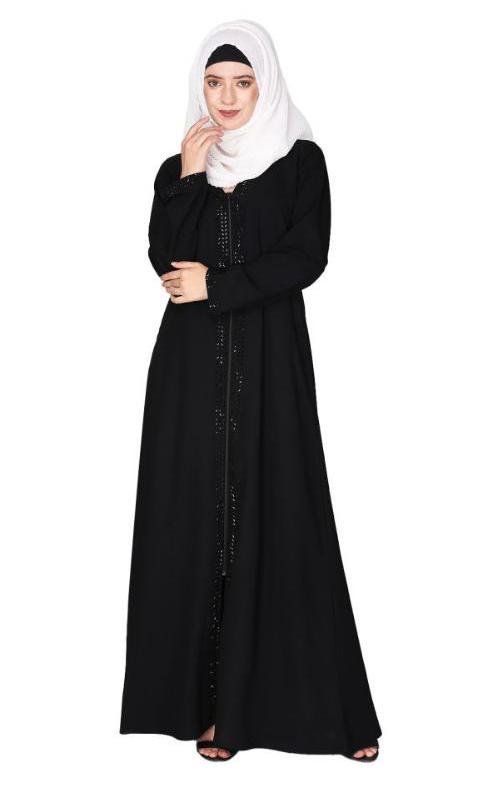 Sparkling Design Swarovski Crystal Stone Work Black Abaya